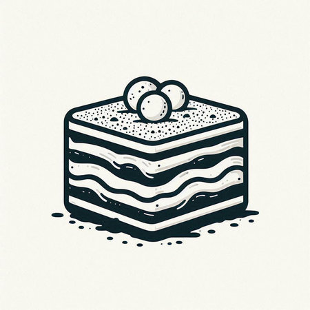 Hand drawn vector illustration of cake. Isolated on the white background.