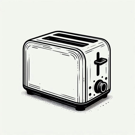 Vector illustration of a toaster in vintage monochrome style.