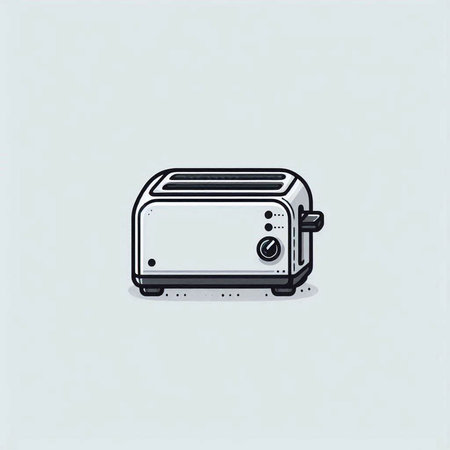 Vector illustration of a toaster on a light background. Kitchen appliances.