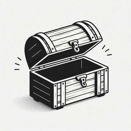 Treasure chest. Isolated vector illustration on a white background.