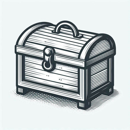 Treasure chest, vector illustration in vintage engraving style.