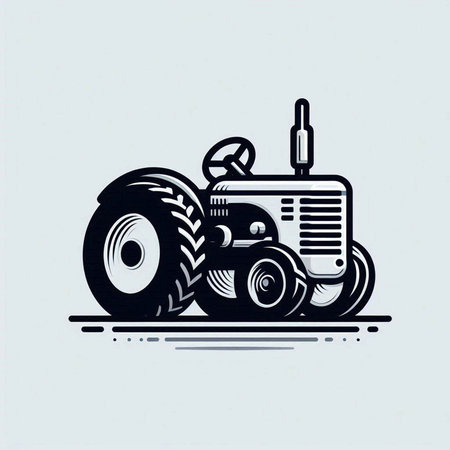 Tractor icon on light background. Vector illustration for your design.