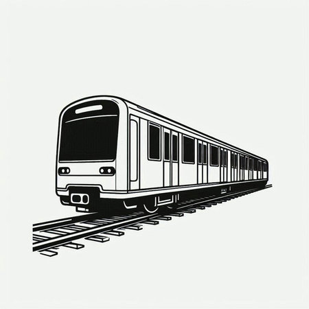 Train. Vector illustration isolated on white background. Monochrome.