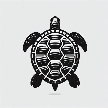 Turtle in black and white colors. Vector illustration of turtle.