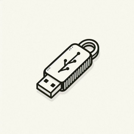 Usb flash drive icon in outline style isolated on white background vector illustration