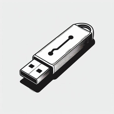 Usb flash drive icon in isometric 3d style isolated on white background