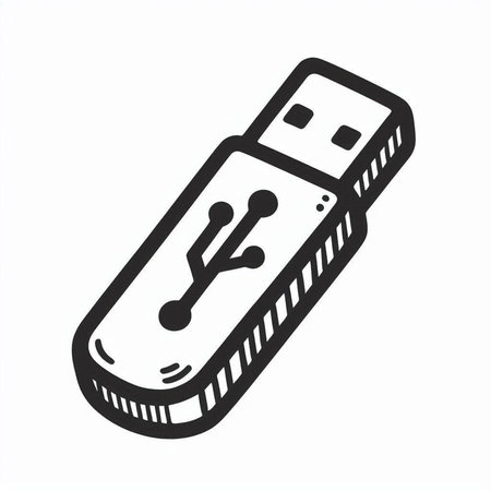 Usb flash drive doodle icon. Hand drawn vector illustration