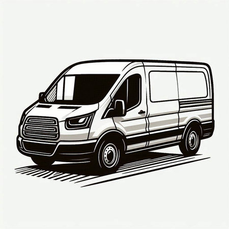 Vector illustration of a van on a white background. Side view.