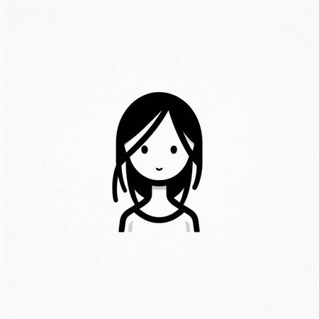 Avatar of a girl with long hair on a white background.