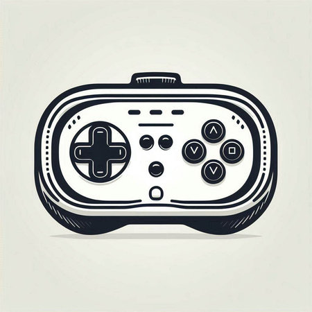 Retro gamepad with buttons, vector illustration in vintage style.