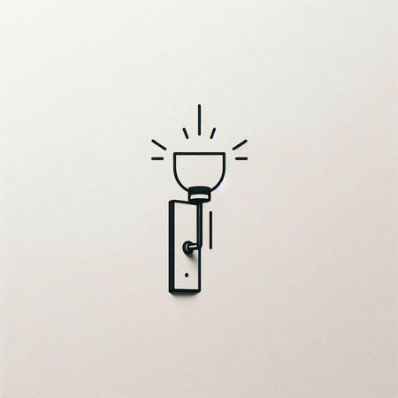 flashlight icon on the white background. 3d render illustration.