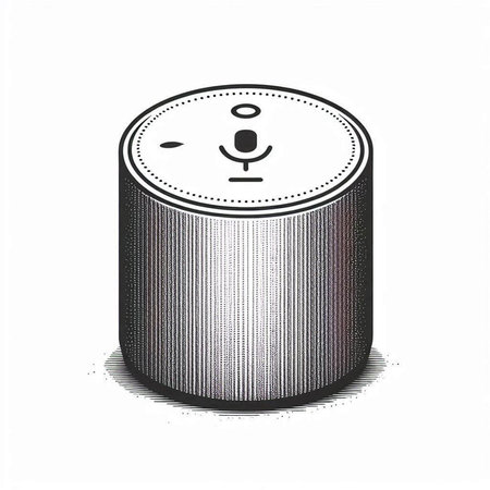 Illustration of a battery with a microphone in the center on a white background