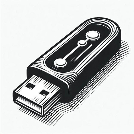 Usb flash drive on white background. Vector illustration. Retro style.