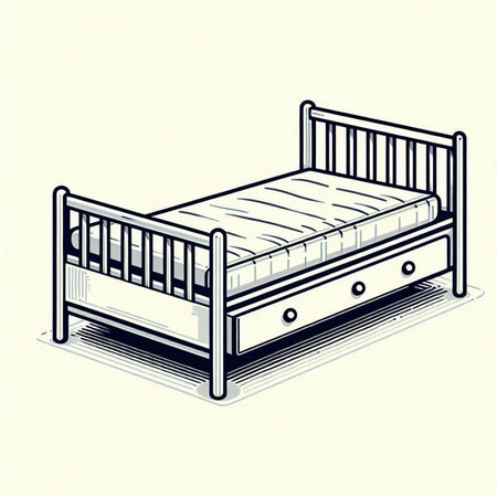Illustration of a single bed on a white background, vector illustration