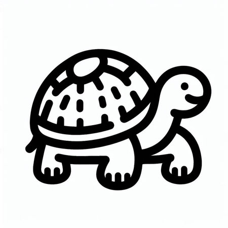 turtle icon in doodle style on white background, vector illustrationの写真素材