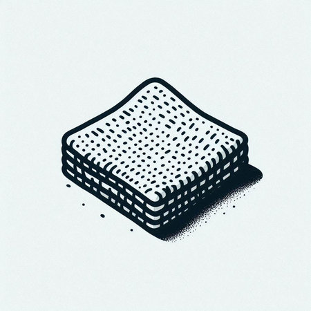Illustration of a square piece of bread on a white background.