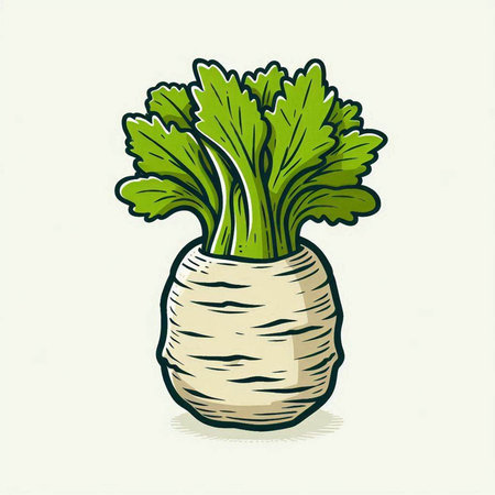Celery in a vase. Hand drawn vector illustration.