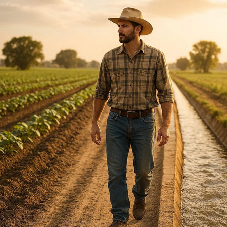 Portrait of a confident farmer standing in his field and looking away