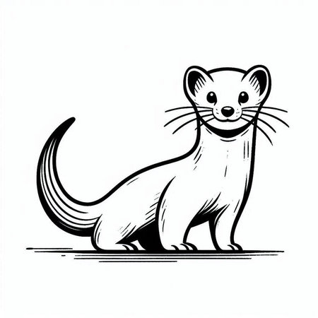 Vector image of a ferret on a white background. Hand drawing
