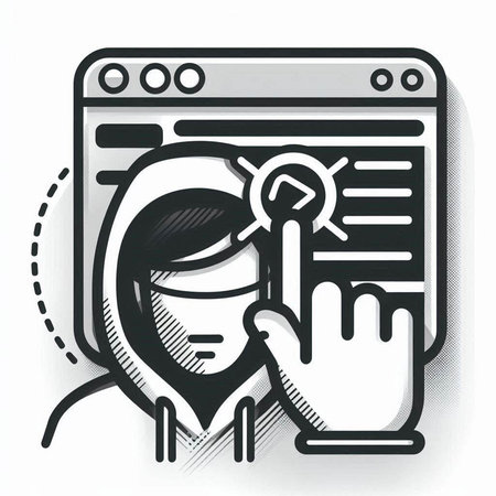 Man wearing protective face mask and using digital tablet. Vector illustration.