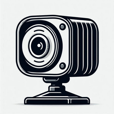Web camera in retro style. Vector illustration. Isolated on white background.