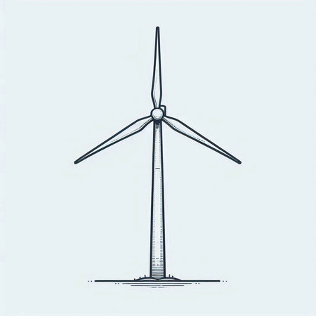 Wind turbine isolated on white background. Alternative energy source. Vector illustration.