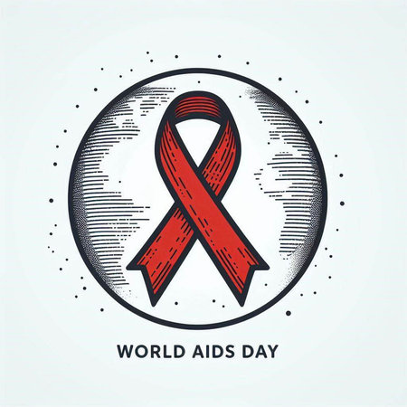World Aids Day. Vector illustration of a red ribbon in a circle.