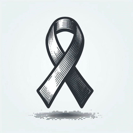Breast cancer awareness ribbon. Vector illustration in vintage engraving style.