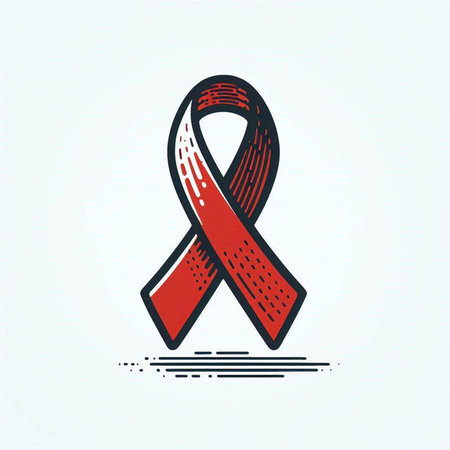 Red ribbon on white background. Symbol of World Aids Day. Vector illustration.