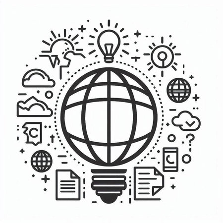 Vector illustration of light bulb with globe, cloud computing and internet of things icons