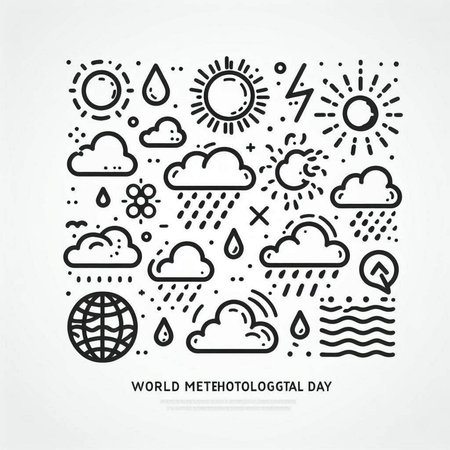 Set of thin line icons of weather and meteorology. Vector illustration
