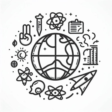 Vector line icons of science and education. Design elements for web and print.