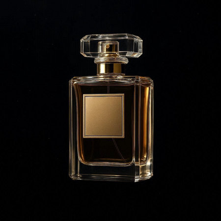 Perfume bottle isolated on black background. 3D illustration.