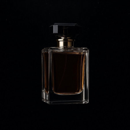 Perfume bottle isolated on black background. 3d rendering.
