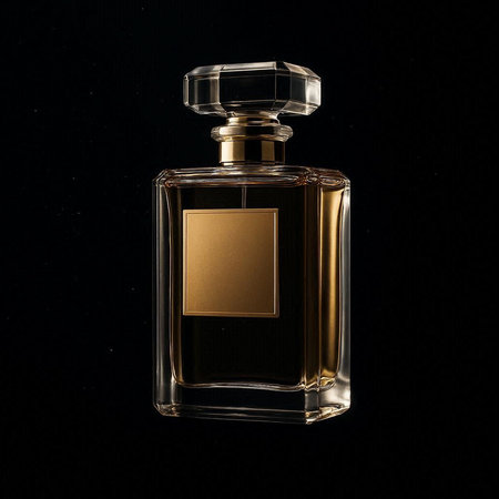 Perfume bottle isolated on black background. 3d illustration.