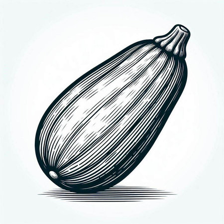 Zucchini. Hand drawn vector illustration in engraving style.の写真素材