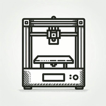 3D printer line icon. Vector illustration of 3d printer.