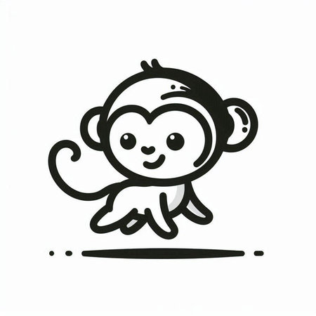 Monkey doodle icon on white background, vector illustration.の写真素材