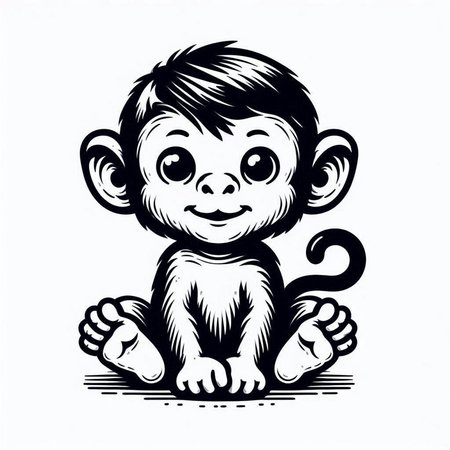 Monkey cartoon on white background. Vector illustration for your design.の写真素材