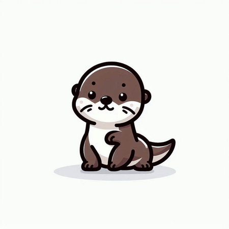 Cute otter cartoon on white background. Vector illustration design.の写真素材