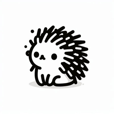 Hedgehog on a white background. Hand drawn vector illustration.の写真素材