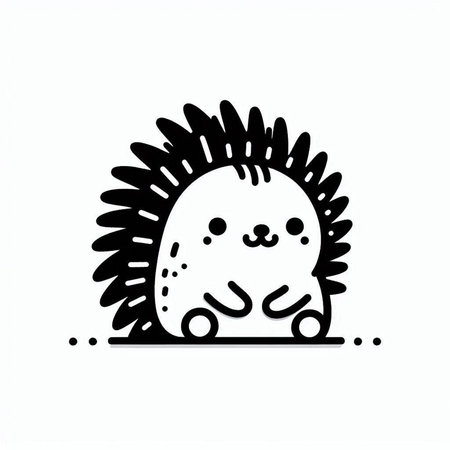 Cute hedgehog. Hand drawn doodle vector illustration.の写真素材