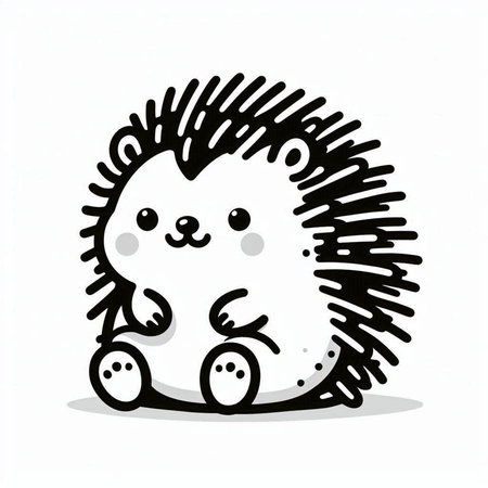 Cute hedgehog isolated on a white background. Vector illustration.の写真素材