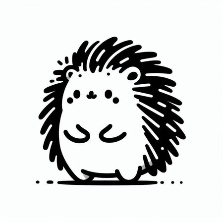 Cute cartoon hedgehog on a white background. Vector illustration.の写真素材