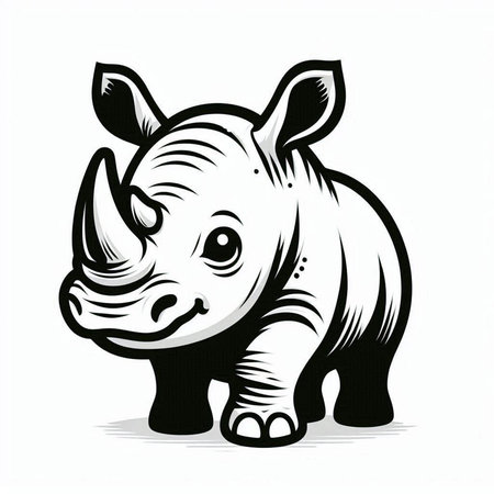 Rhinoceros isolated on a white background. Vector illustration.の写真素材