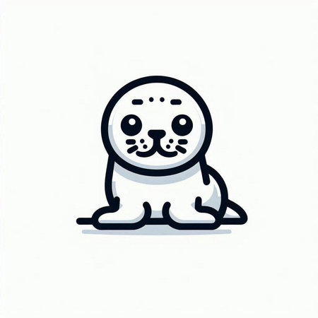 Cute seal cartoon icon. Vector illustration of a cute seal.の写真素材