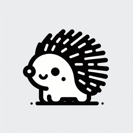 Cute hedgehog icon isolated on white background. Vector illustration.の写真素材