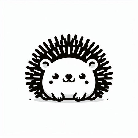 Cute hedgehog cartoon on white background. Vector illustration. Eps 10の写真素材