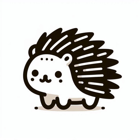 Cute cartoon hedgehog isolated on white background. Vector illustration.の写真素材