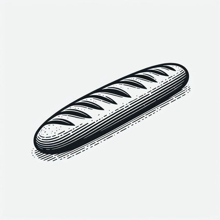 Baguette hand drawn in engraving style. Vector illustration.の写真素材